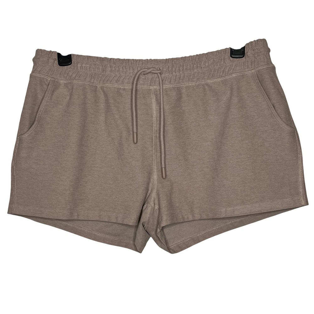 Beyond Yoga Spacedye Lounge Shorts Taupe Heather XL Drawstring Pocket Athleisure